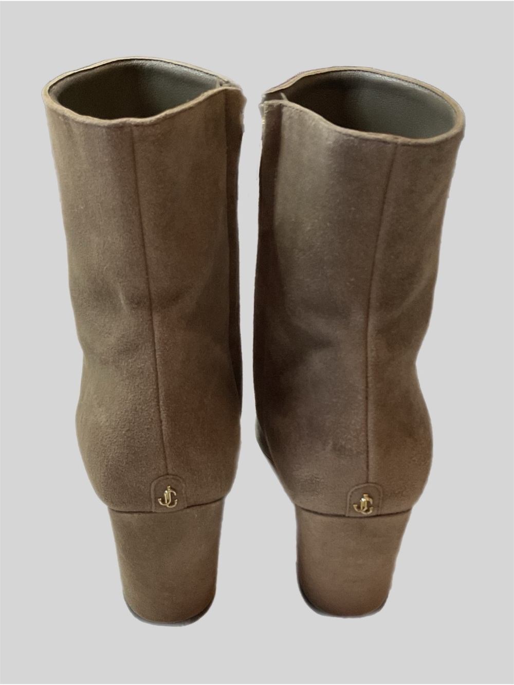 Authentic Jimmy Choo ZADIE Tan Boots EU 38/8US Designer Block Heels Mid Calf - Picture 6 of 16